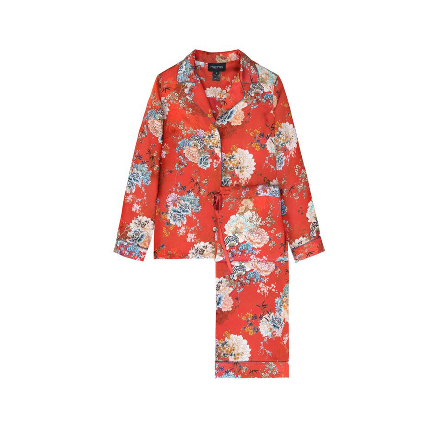 Meng Women's Red Silk Satin Pyjama Set