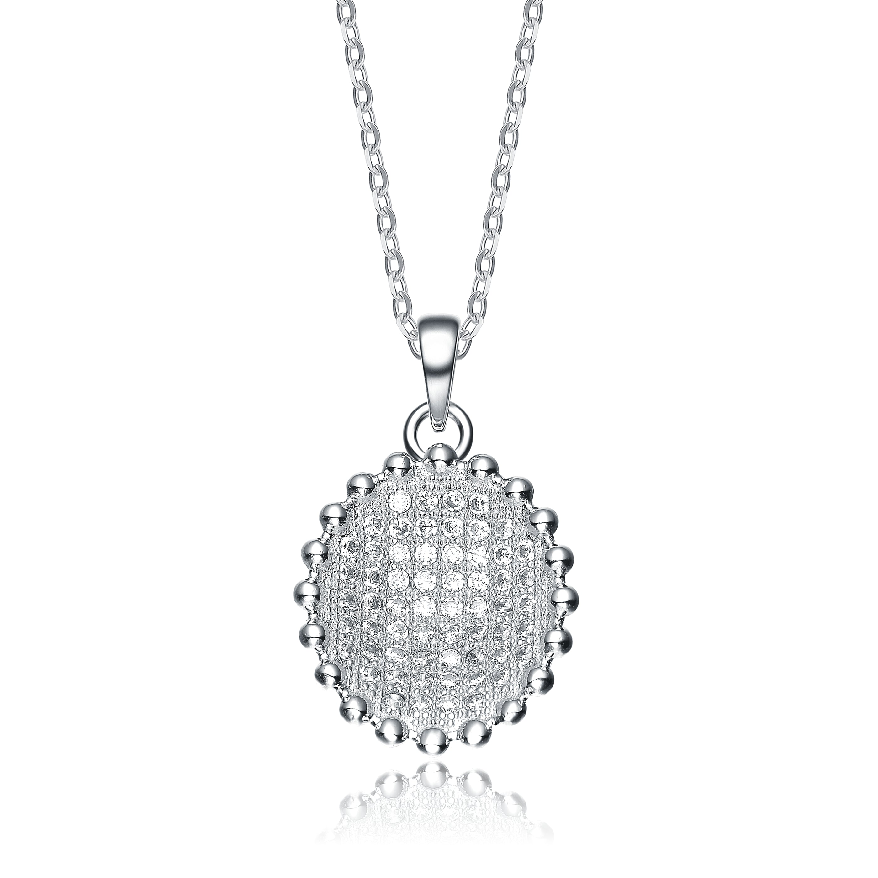 Women’s White / Silver Sterling Silver Cubic Zirconia Pendant Genevive Jewelry