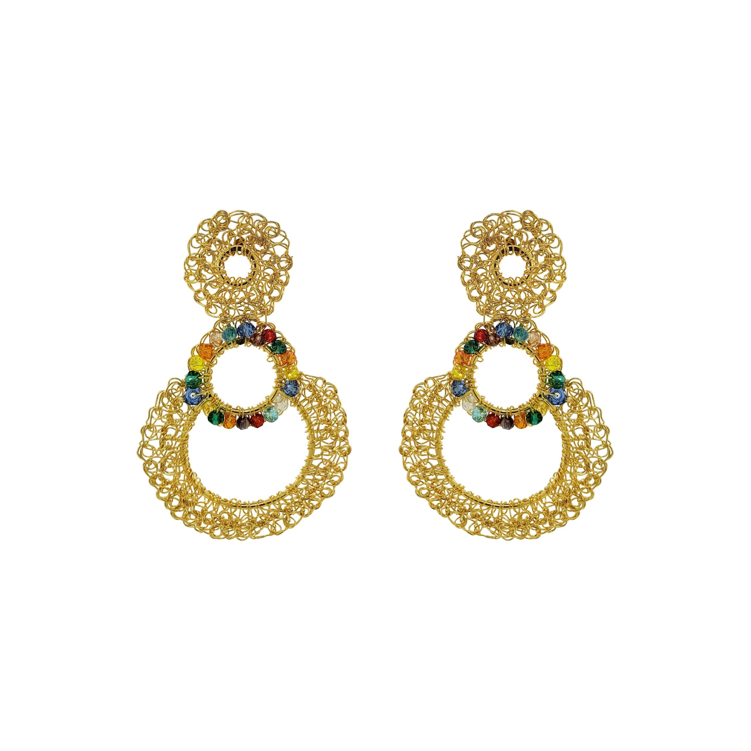 Lavish By Tricia Milaneze Women's Multi & Gold Artemis Crystal Handmade Crochet Earrings