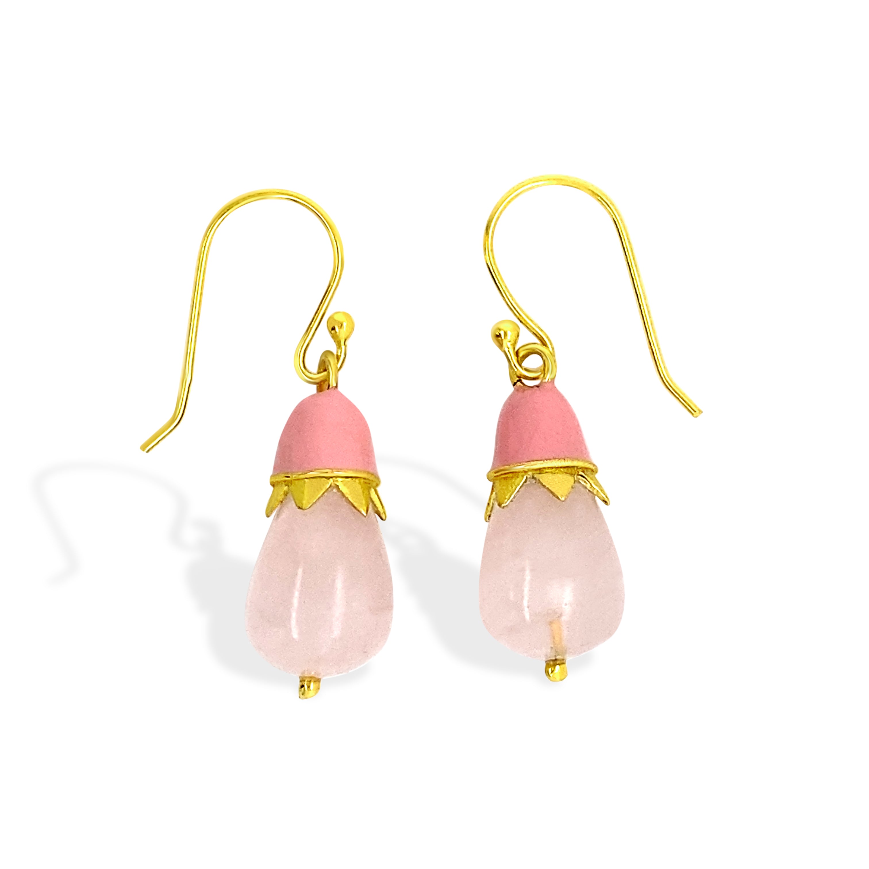 Gem Bazaar Jewellery Women's Orange / Gold Top Hat Earrings In Rose In Gold