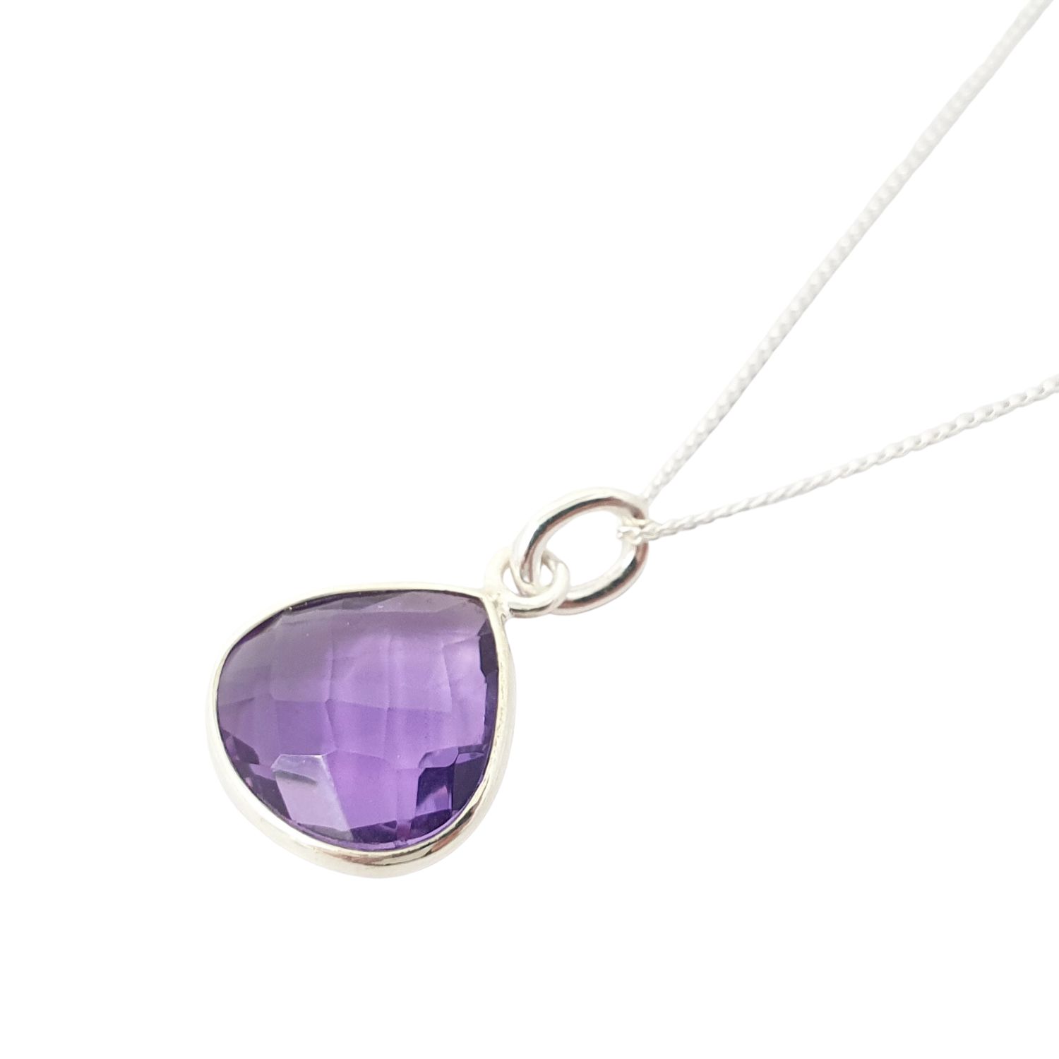 Women’s Silver / Pink / Purple Alexandrite June Birthstone Purple Colour Changing June Birthstone Heart Charm Sterling Silver Necklace Harfi