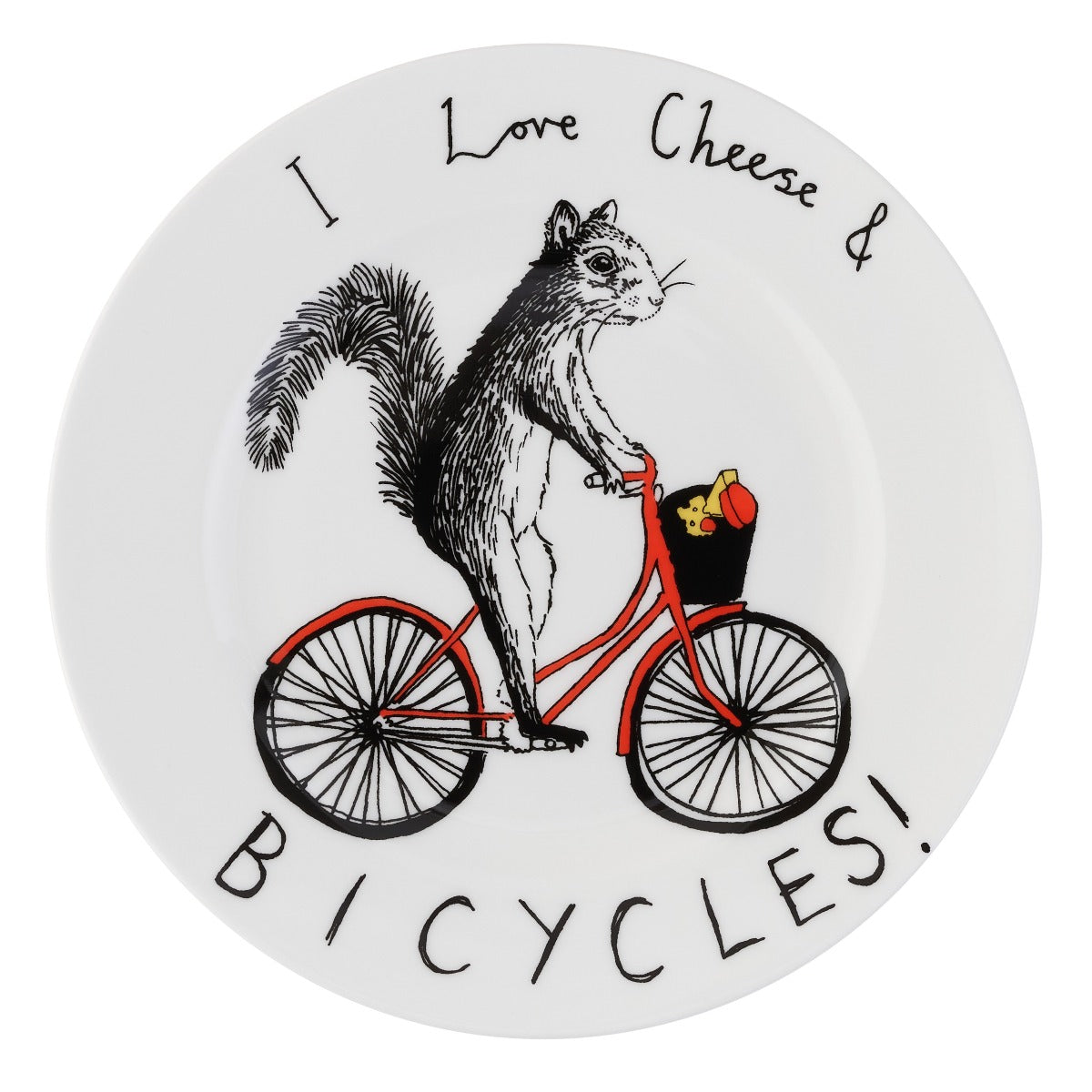 Jimbobart I Love Cheese & Bicycles Side Plate In White