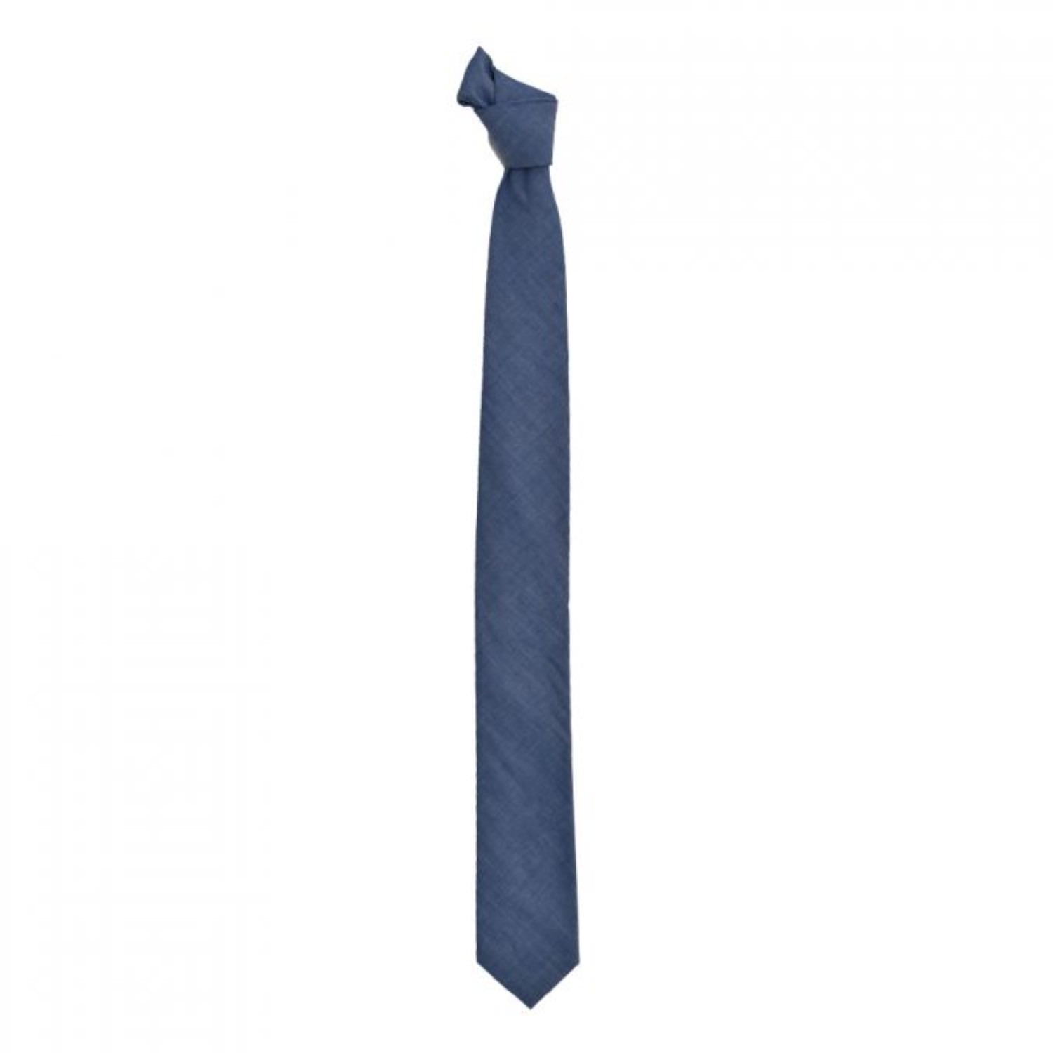 David Wej Men's Blue Plain Cotton Tie – Chambray In Blue
