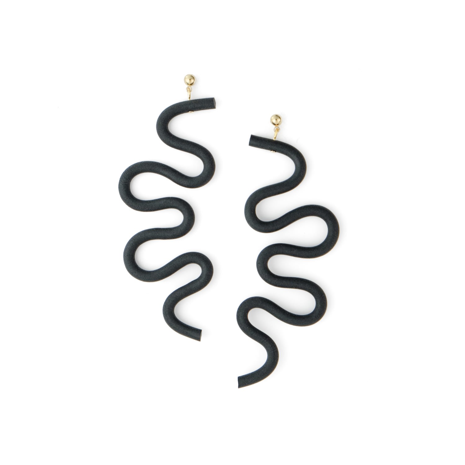 By Chavelli Women's Small Tube Squiggles Dangly Earrings In Black In Black