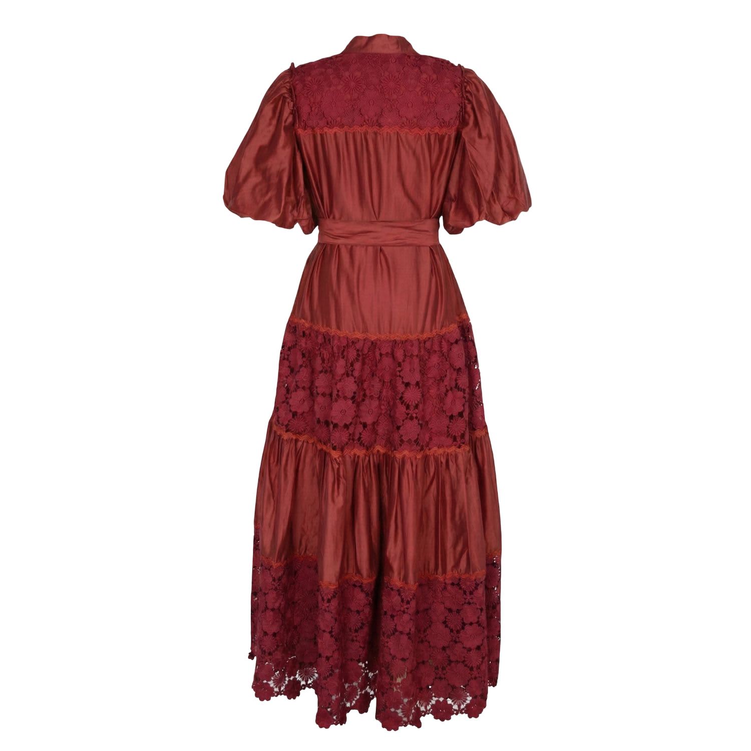 agnel lace puff sleeve cotton blend midi dress agnel lace puff sleeve cotton blend midi dress Kate Puff Sleeve Lace  Dress-Black