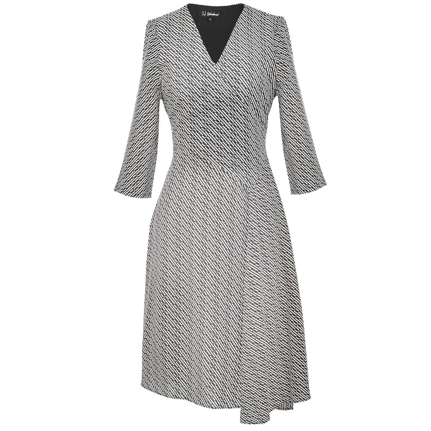 Smart And Joy Women's Crossed Draped On Side Skater Dress - Grey In Grey