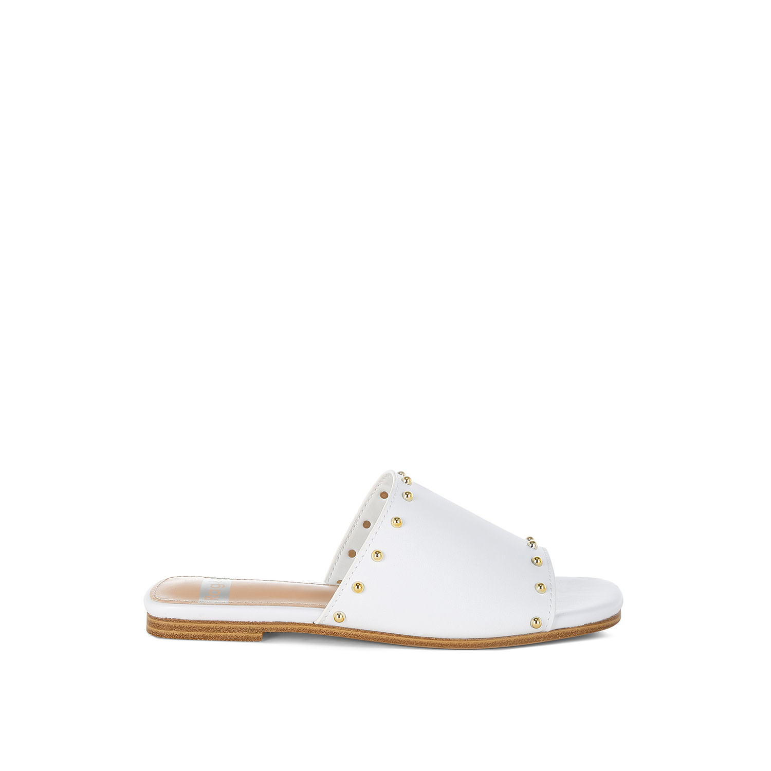 Rag & Co Renaldi Studded Leather Slide Sandal In White