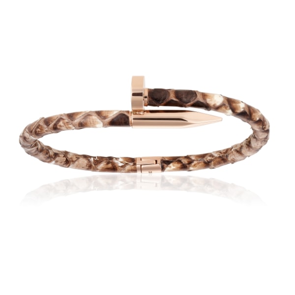 Men’s Neutrals Natural Python Bracelet With Rose Gold Nail Unisex Double Bone Bracelets