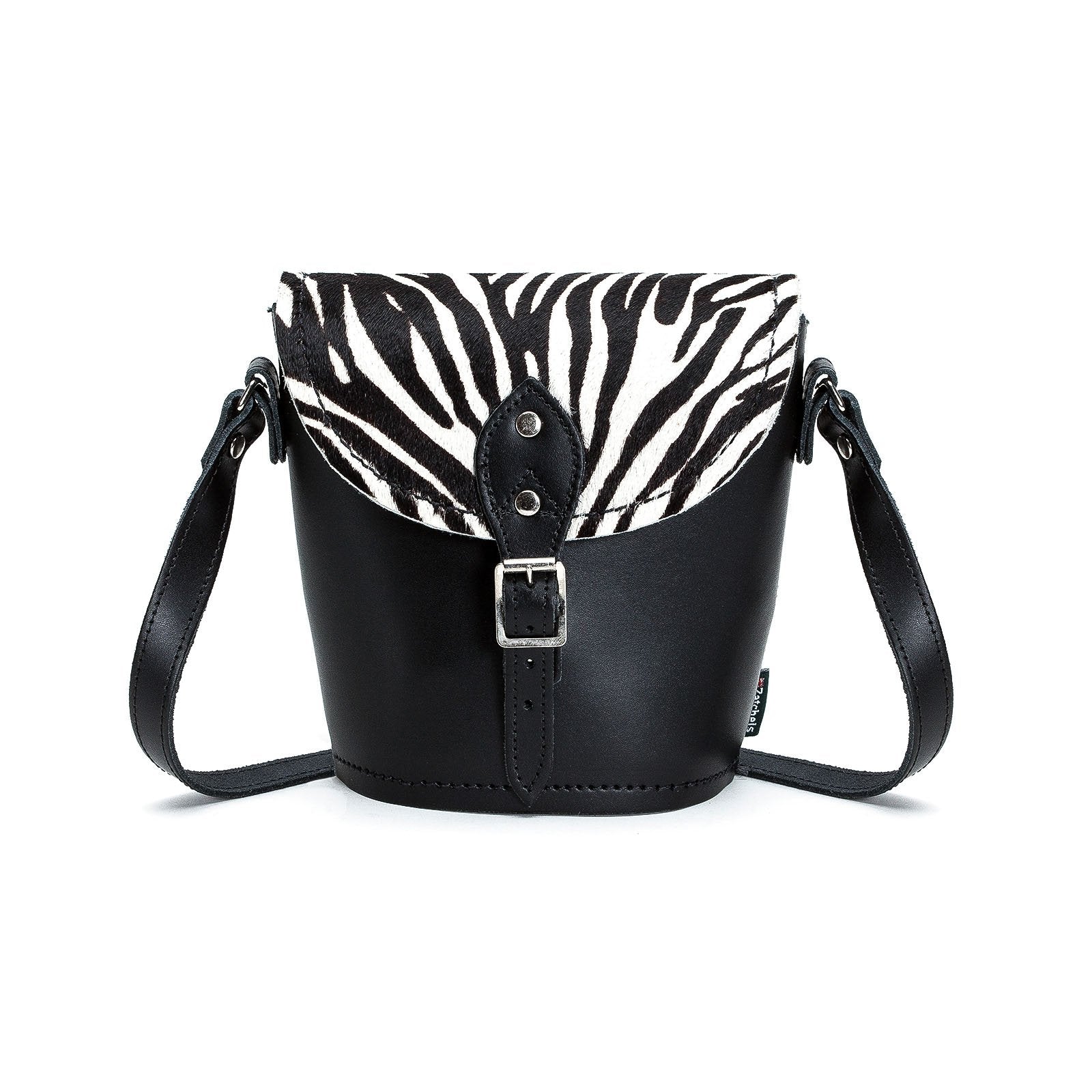 Women’s Black / White Handmade Leather Barrel Bag - Zebra Print One Size Zatchels