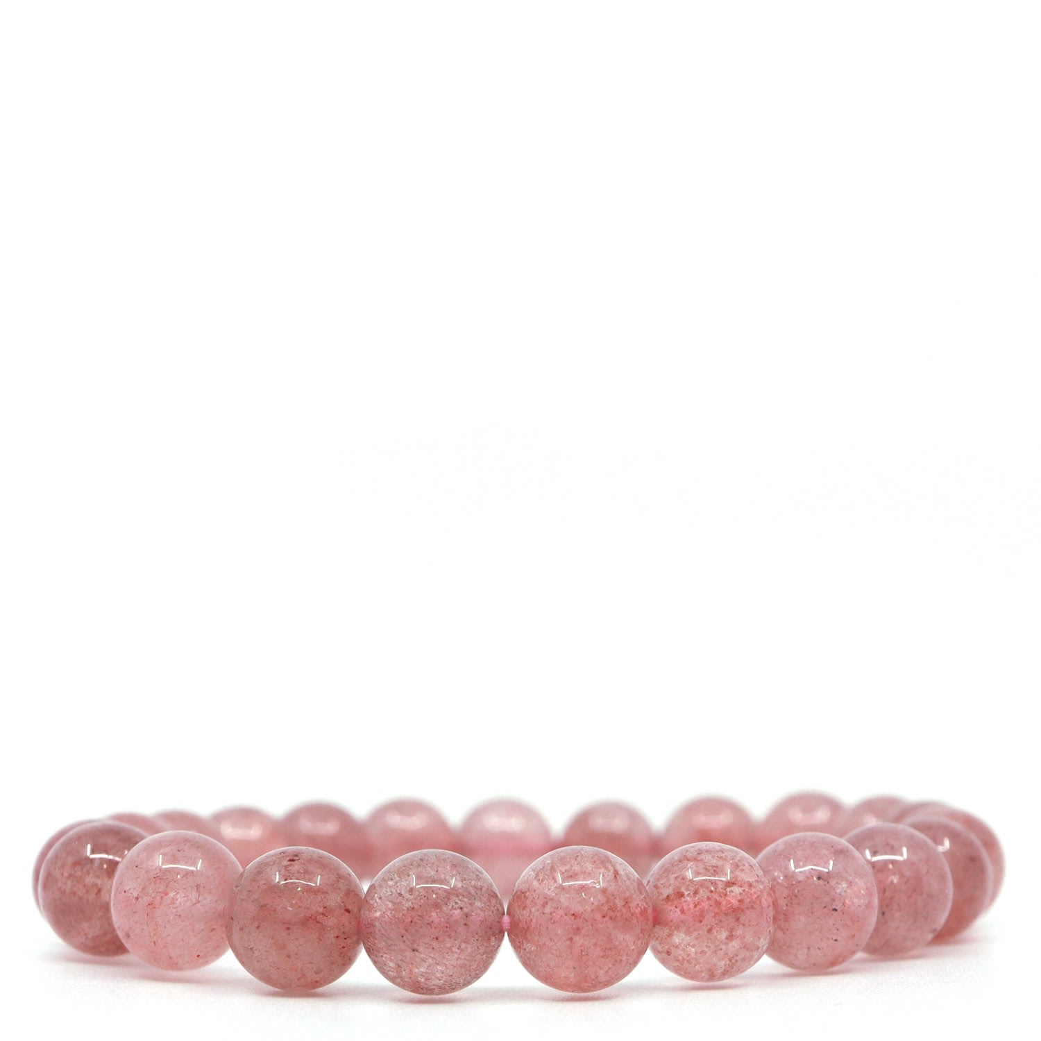 Shar Oke Men's Pink Strawberry Quartz Beaded Bracelet In Pink