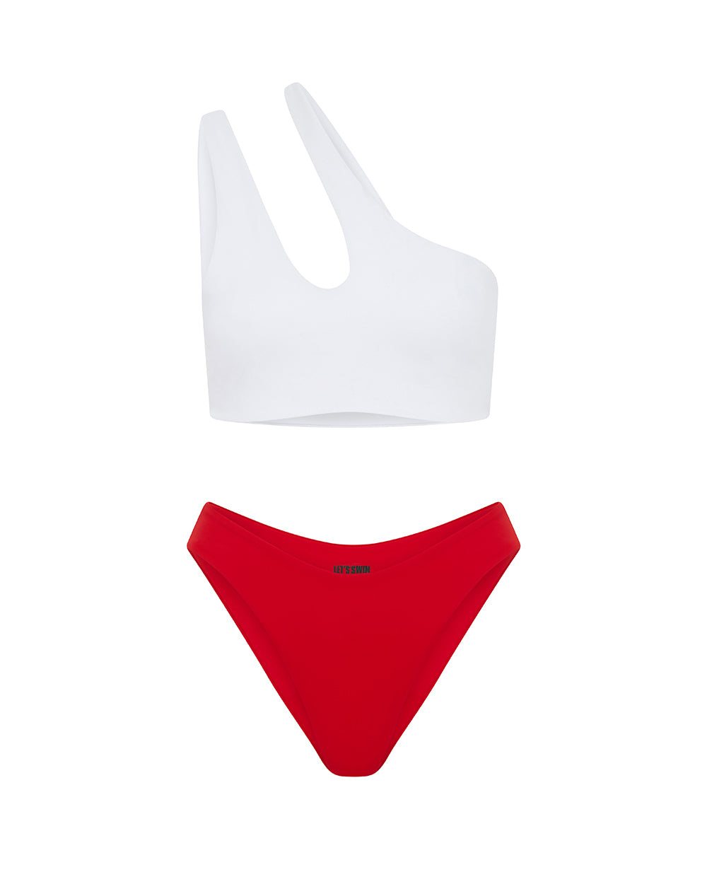 Let's Swim High-waist Bikini Bottoms In Red