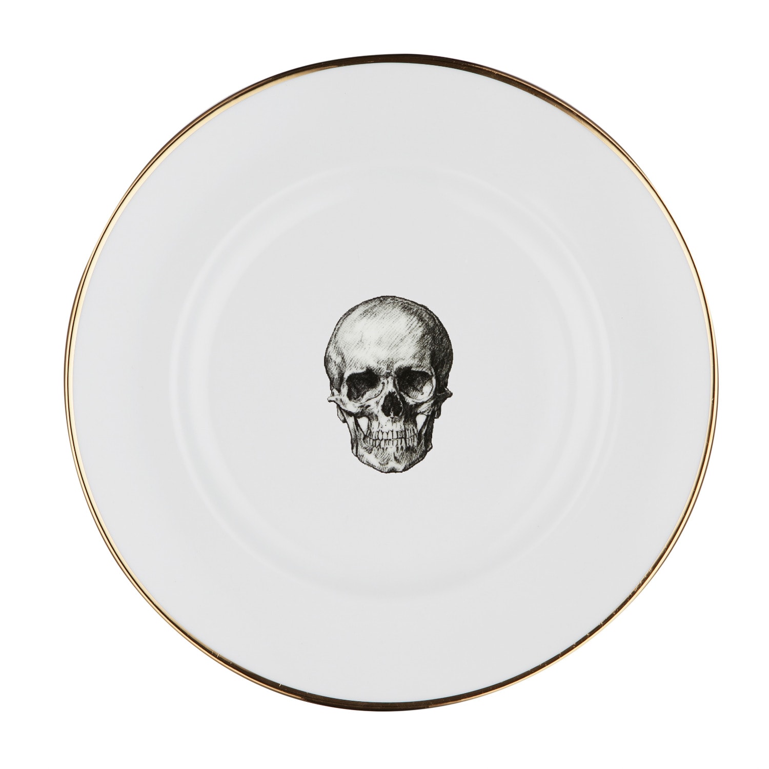 Melody Rose London White / Gold Skull Bone China Salad Plate In Multi