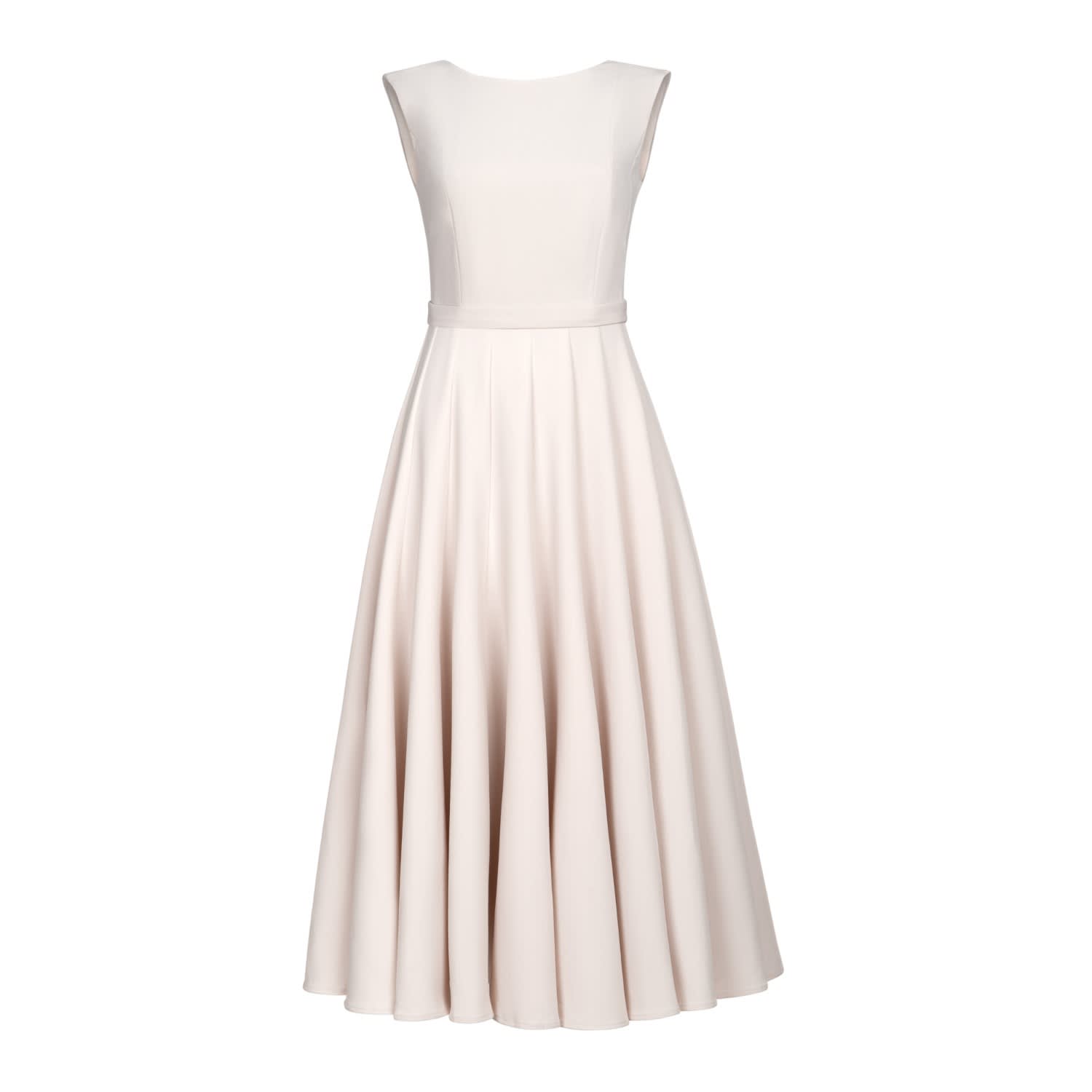 cream colored midi dress