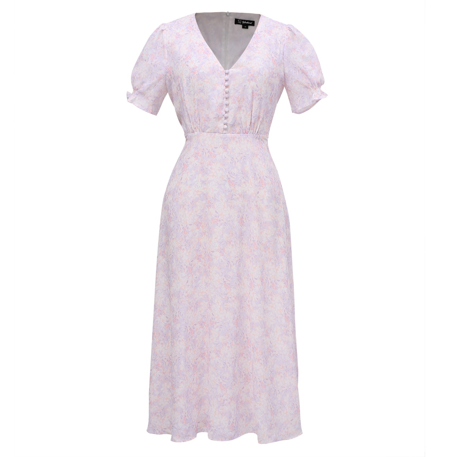 Women’s Pink / Purple Flared Empire Dress With Liberty Print - Light Pink Extra Small Smart and Joy