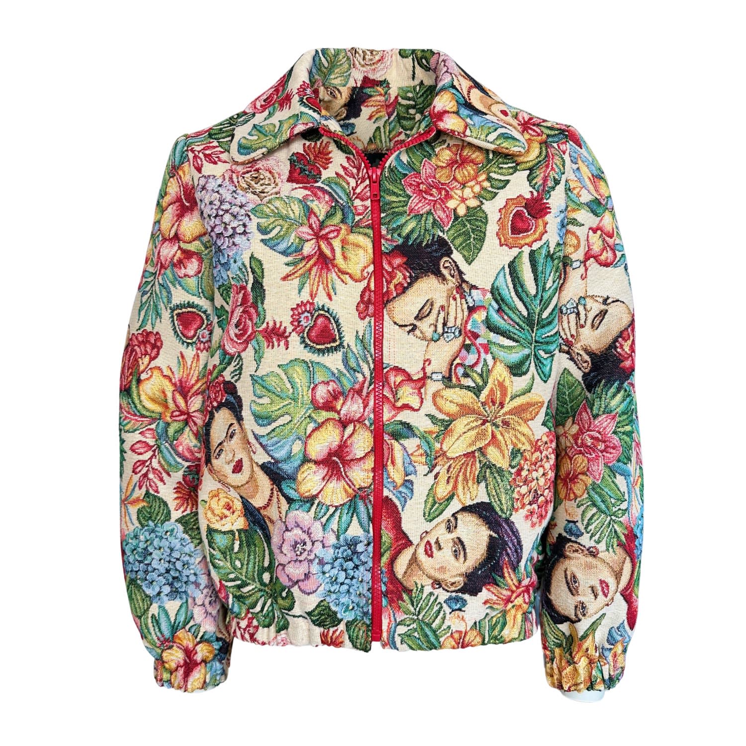 Couture To Your Door Women's Red Tapestry Frida Bomber Jacket In Multi