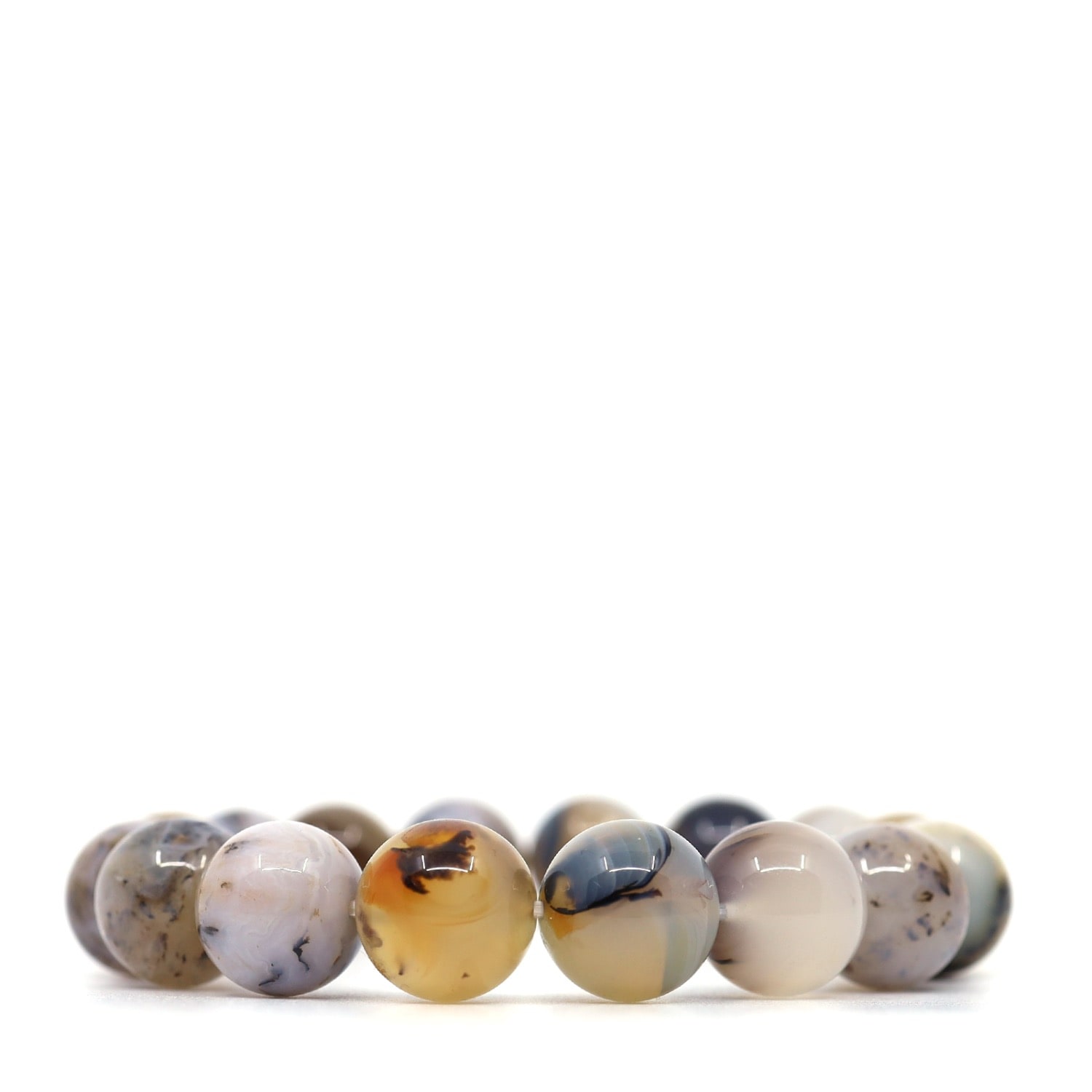 Shar Oke Men's White / Black Montana Moss Agate Bracelet In Multi