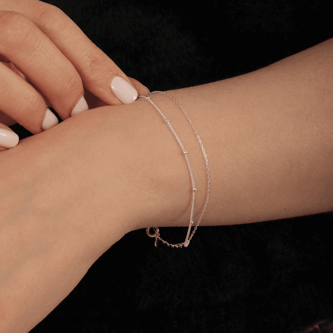 Silver Double Bobble Chain Bracelet | Esterah | Wolf & Badger