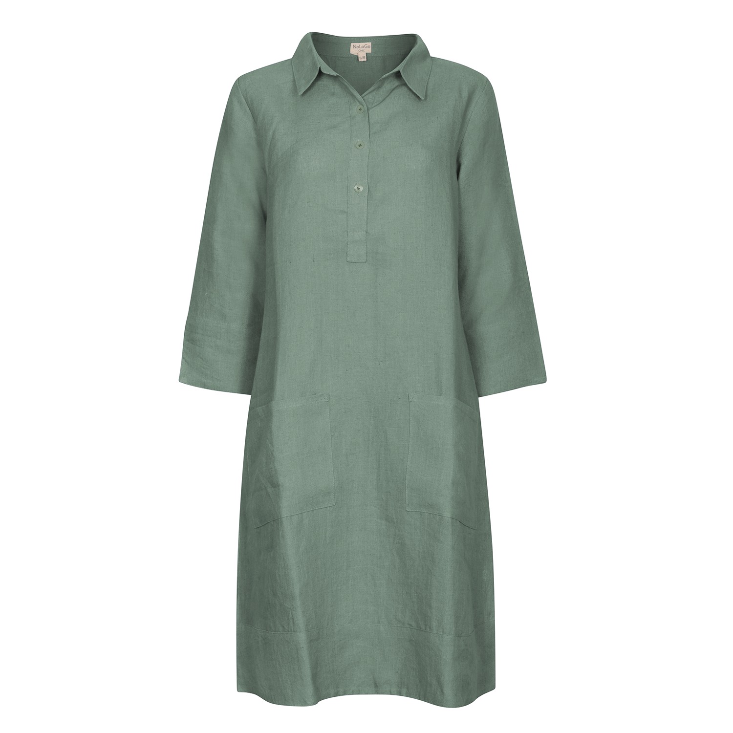 Nologo-chic Women's Up Town Linen Shirt Dress - Sage Green