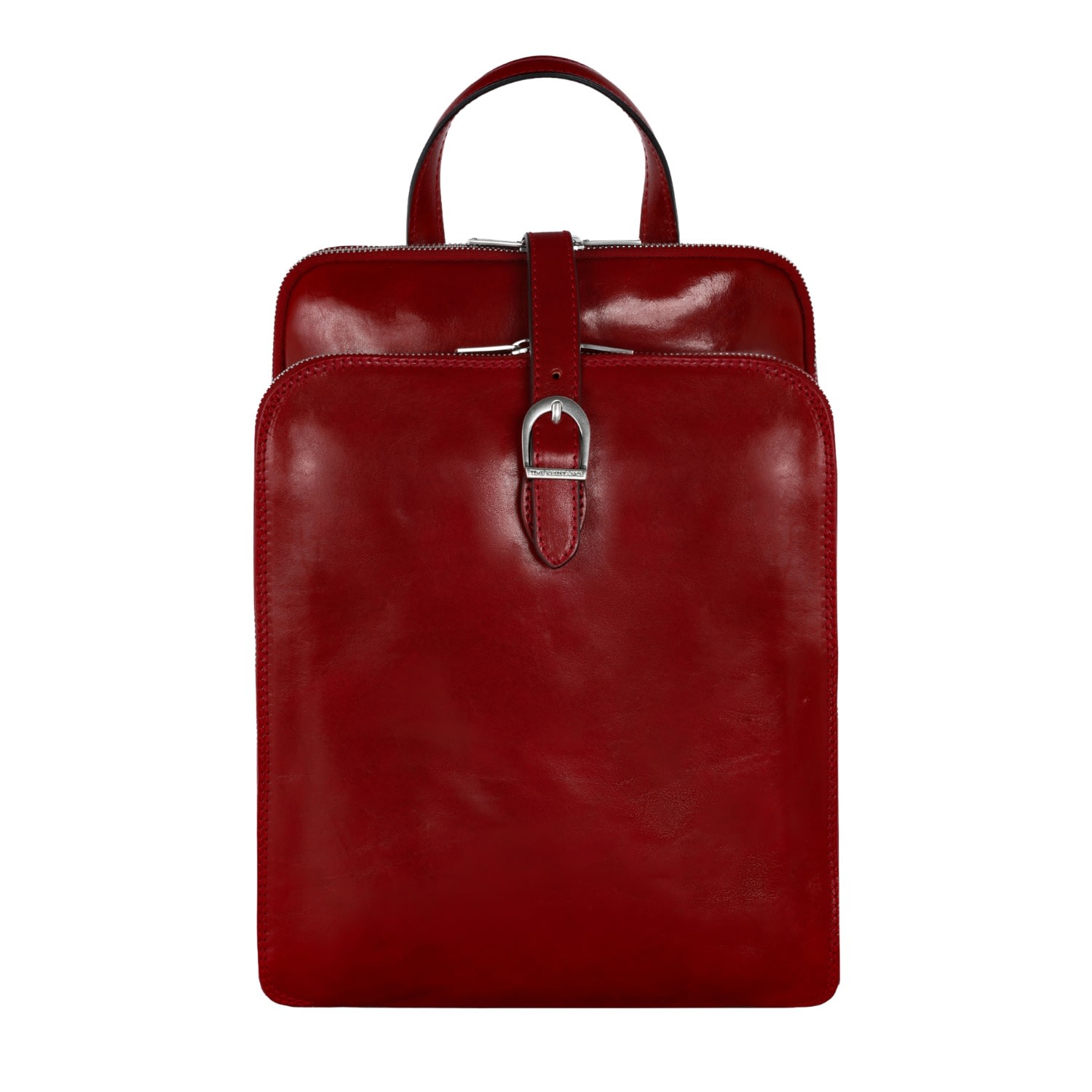 Time Resistance Womens Convertible Leather Backpack Shoulder Bag In Red - Clarissa In Red