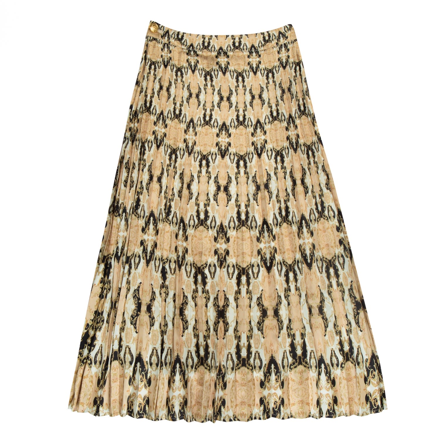 Women's Neutrals Baroque Beige&Gold Satin Skirt | Small | Roch Perel