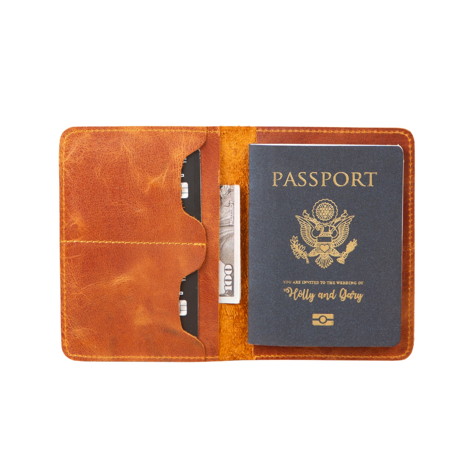 Leathere Leather Passport Holder - Brown - Milan