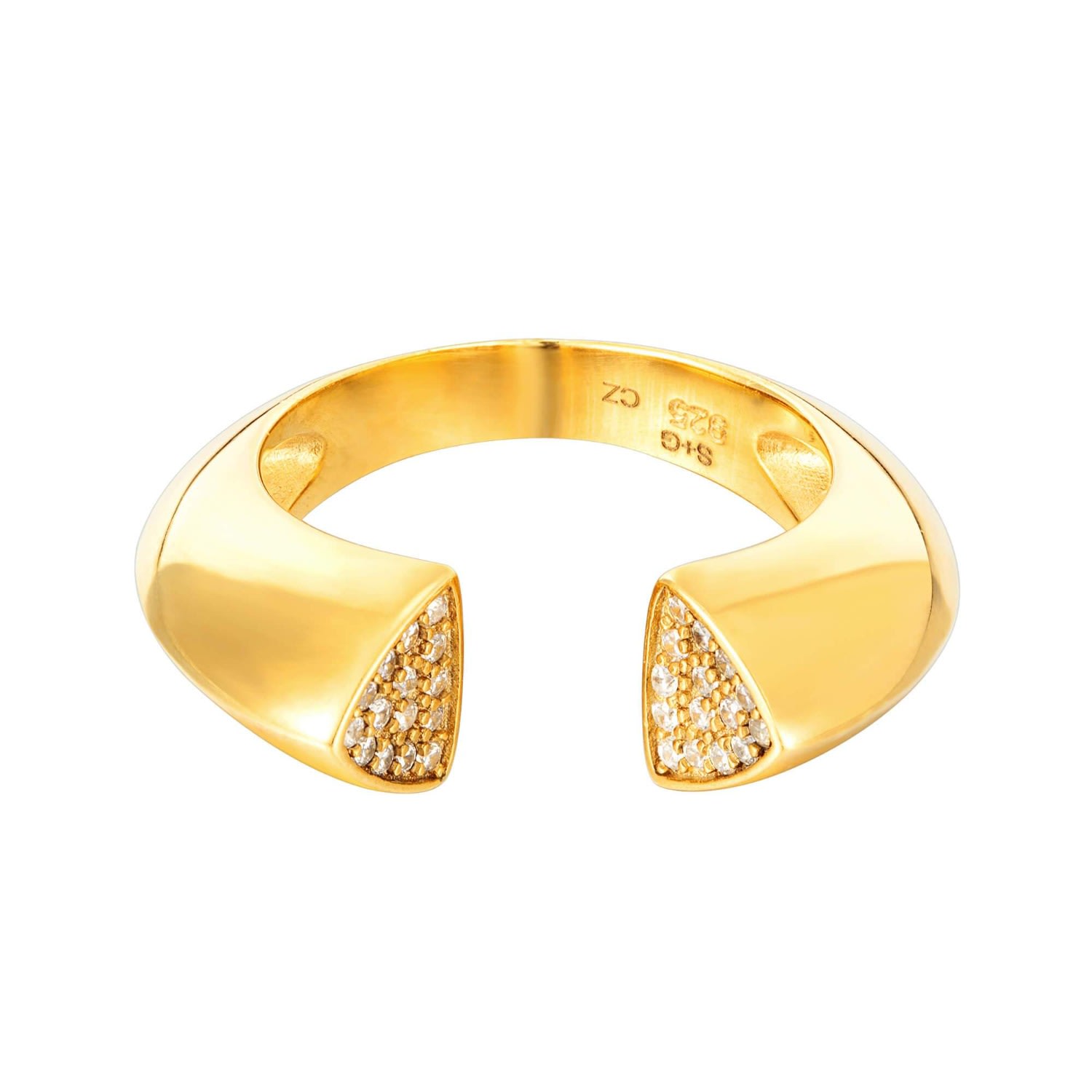 Women’s 22Ct Gold Vermeil Chunky Pave Open Ring Seol + Gold