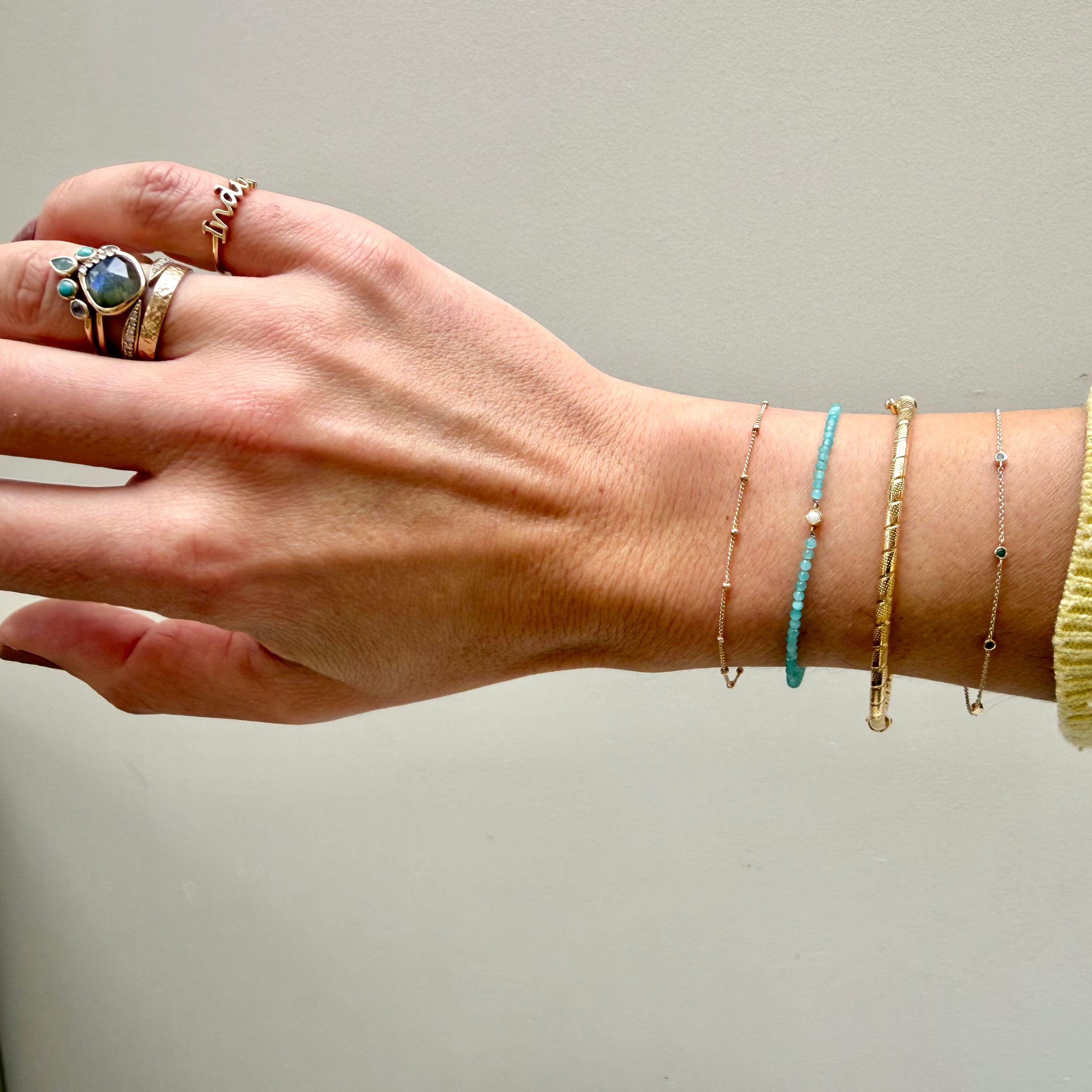 Station Bead Chain Bracelet 9K Gold | Zohreh | Wolf & Badger