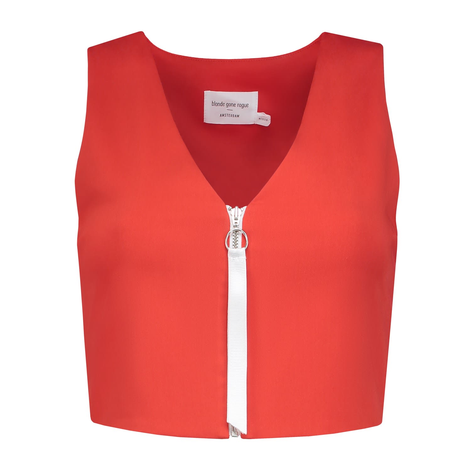 Desire Crop Top In Tomato Red Blonde Gone Rogue Wolf Badger