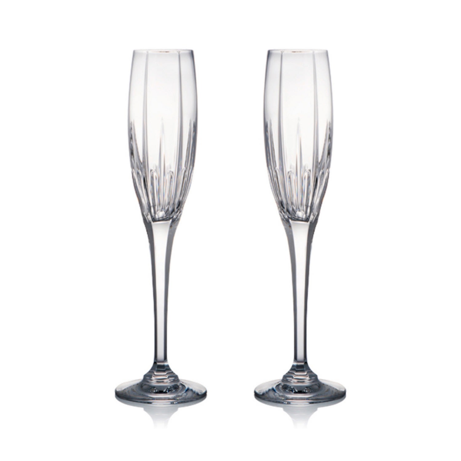 Pair Of Crystal Skylight Champagne Glasses Elisk