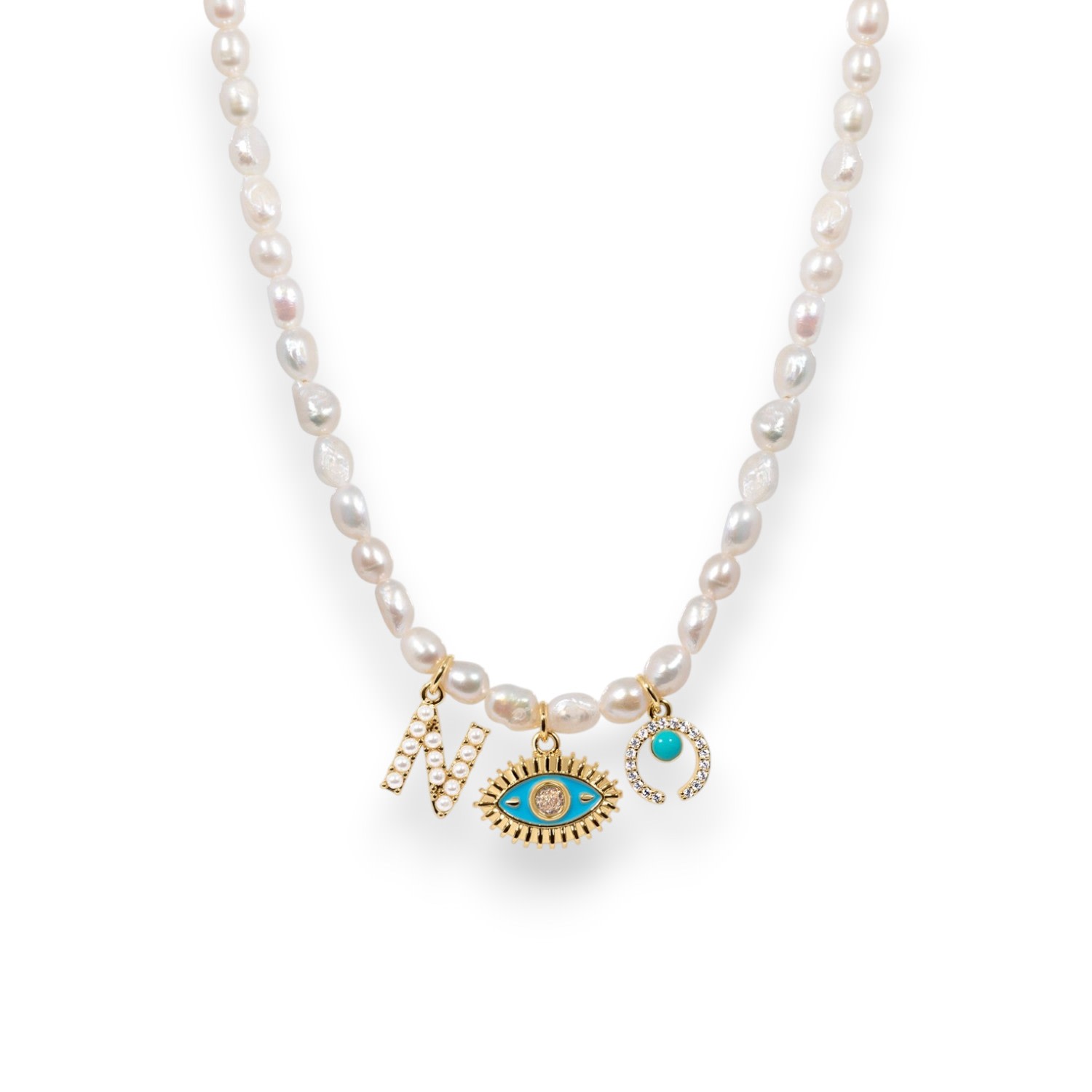 Alexie Of Athens Women's Gold Delphi Monogram Talisman Pearls