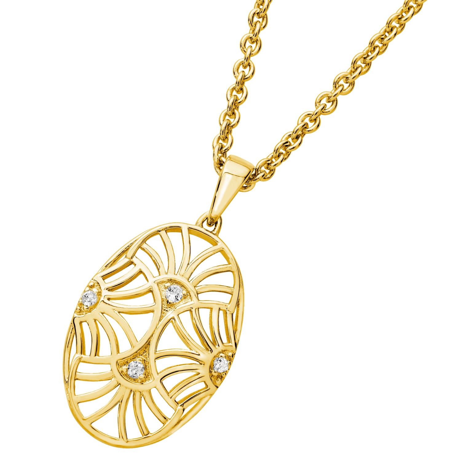 Women’s Art Deco Oval Pendant In Gold Vermeil Lucy Quartermaine