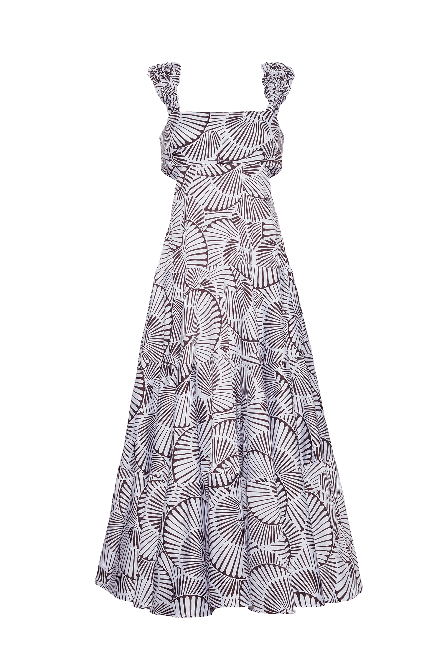 Women’s Silver Open Back Tiered Elektra Dress Black And White Tiki Print M/L Rebecca Elizabeth