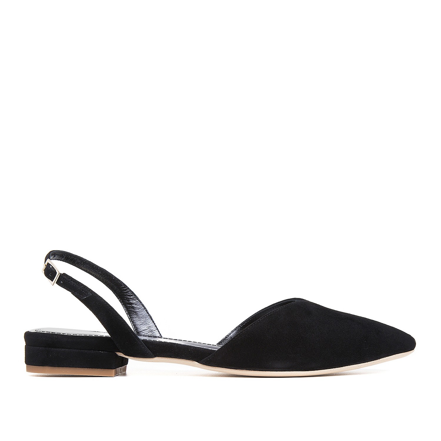 Women’s Black Alice V-Cut Slingback Flats 2 Uk Ginissima