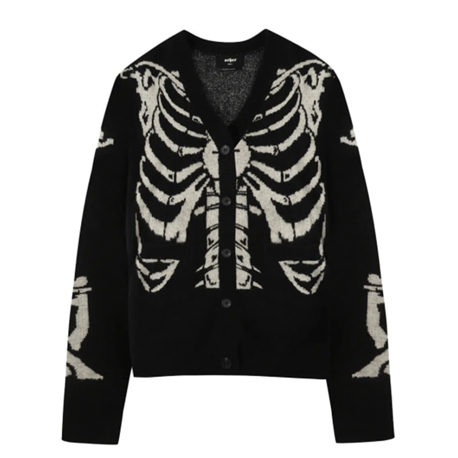 Women s Black Skeleton Knit Cardigan Small Other UK