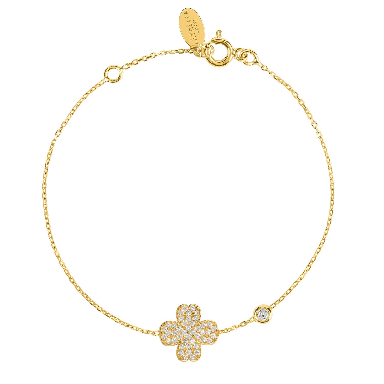 Buy 14K Yellow Gold Four Leaf Clover Bracelet Dainty Good Luck Online in  India 