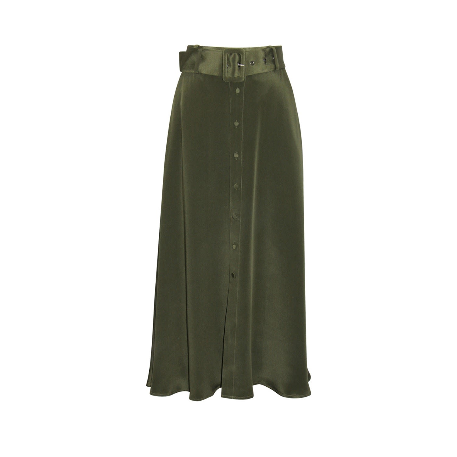 Women’s Tilda Belted Silk Midi Skirt - Crocodile Green Extra Small Gosia Orlowska