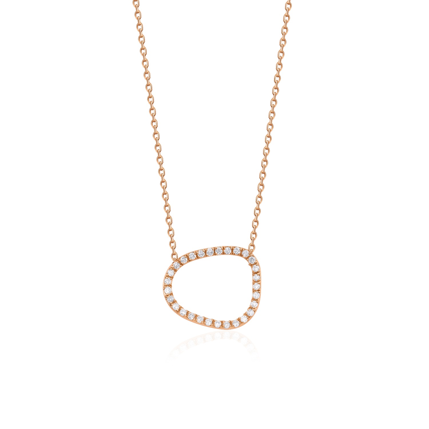 Melez Mini Atelier Women's Gold / Rose Gold Vega Halo Necklace - Solid Rose Gold With Diamonds
