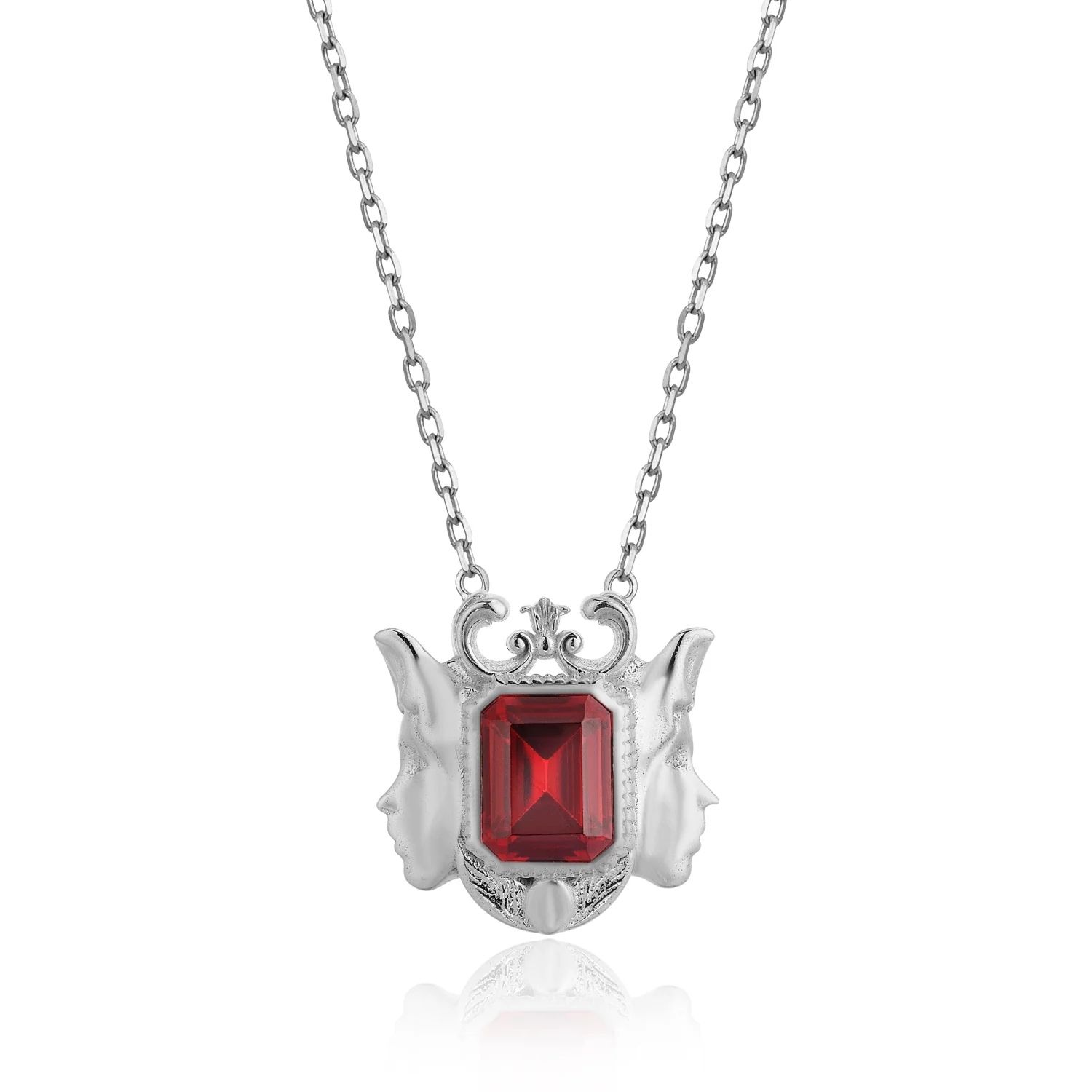 Tiron Women's Tristan Red Silva Silver Neclace