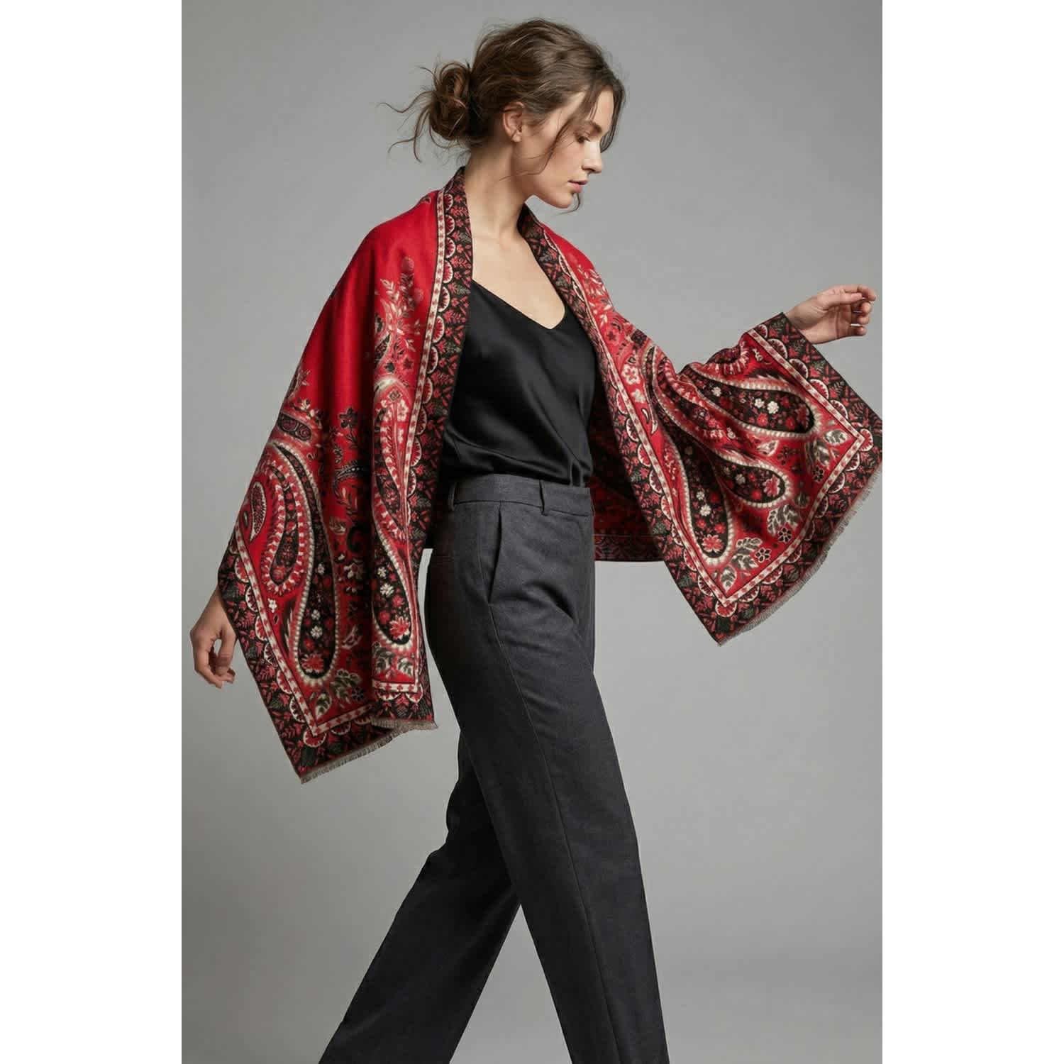 美品 希少 RUDE GALLERY paisley scarf Paisley Motif Reversible Red Scarf | Saachi | Wolf & Badger