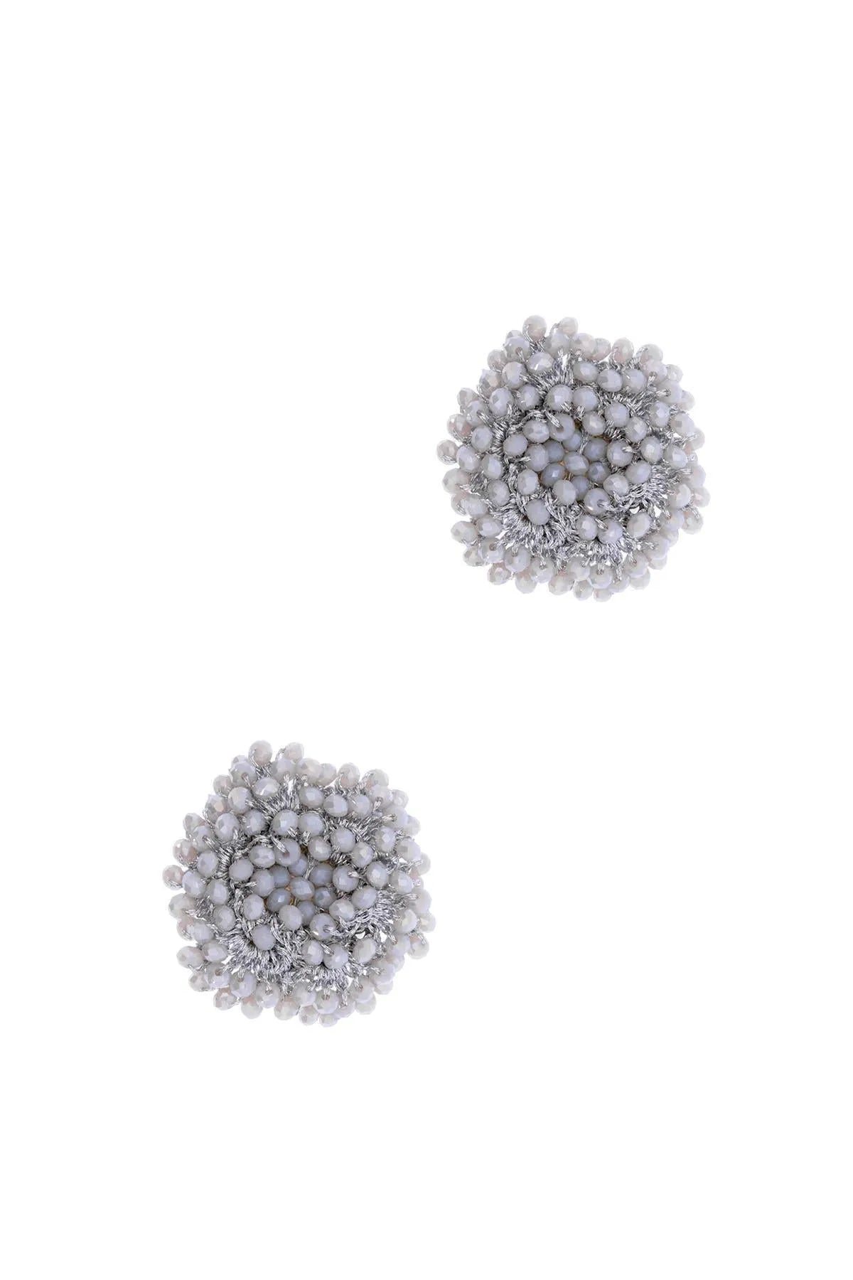 Saachi Women's Grey Samooh Beaded Clip-on Stud Earring In Gray