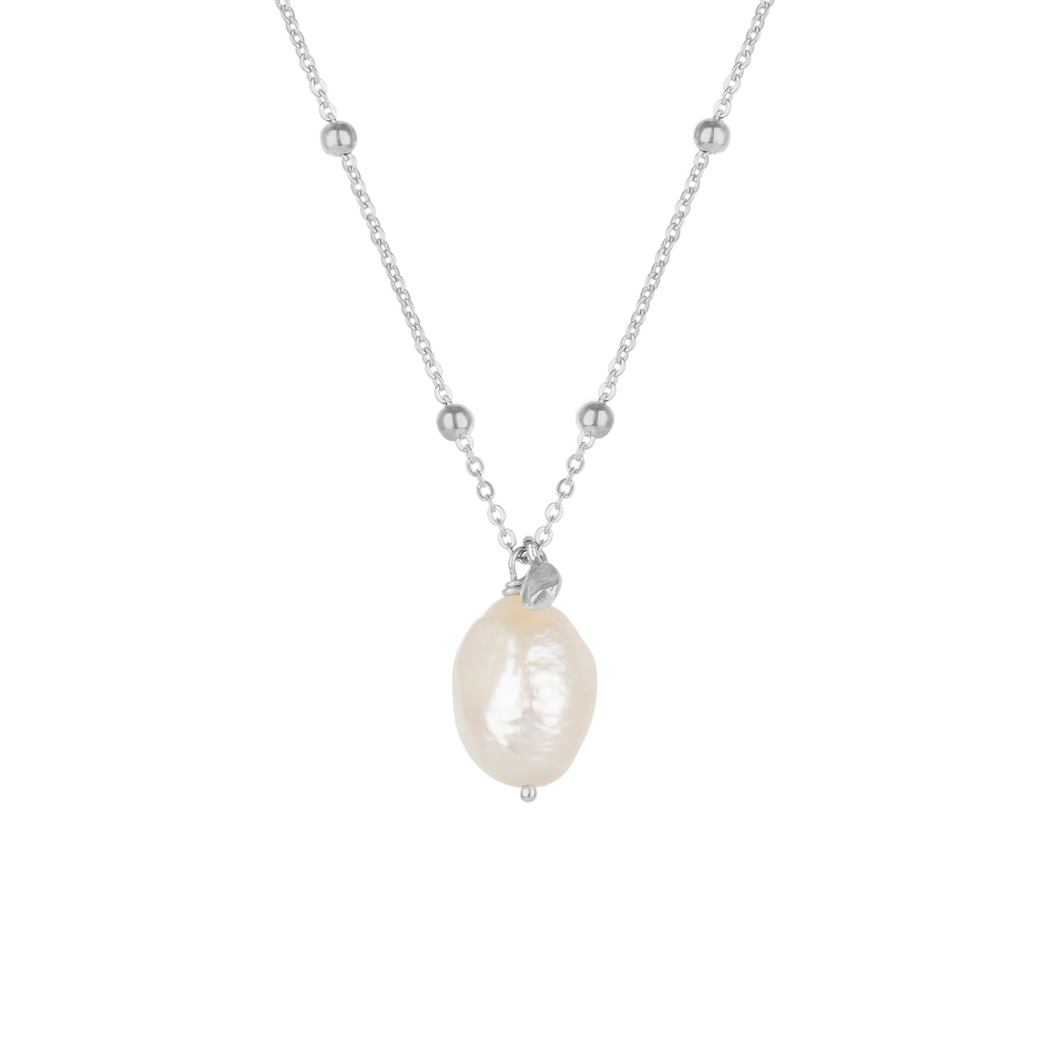 Women&rsquo;s Baroque Keshi Pearl Silver Pendant Beaded Chain Necklace | Mejoma