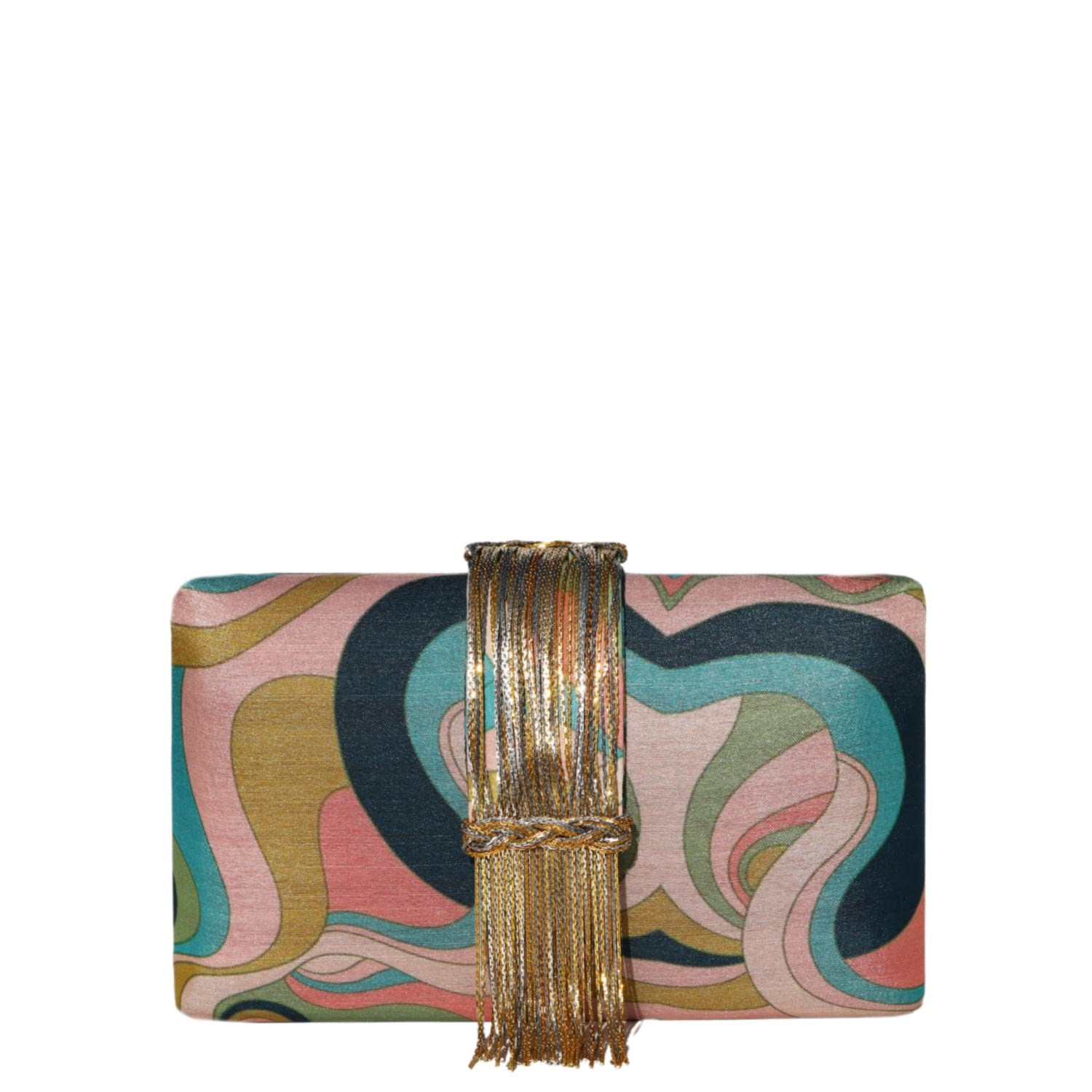 Women’s Neutrals Swirl Fringe Clutch Bag Simitri