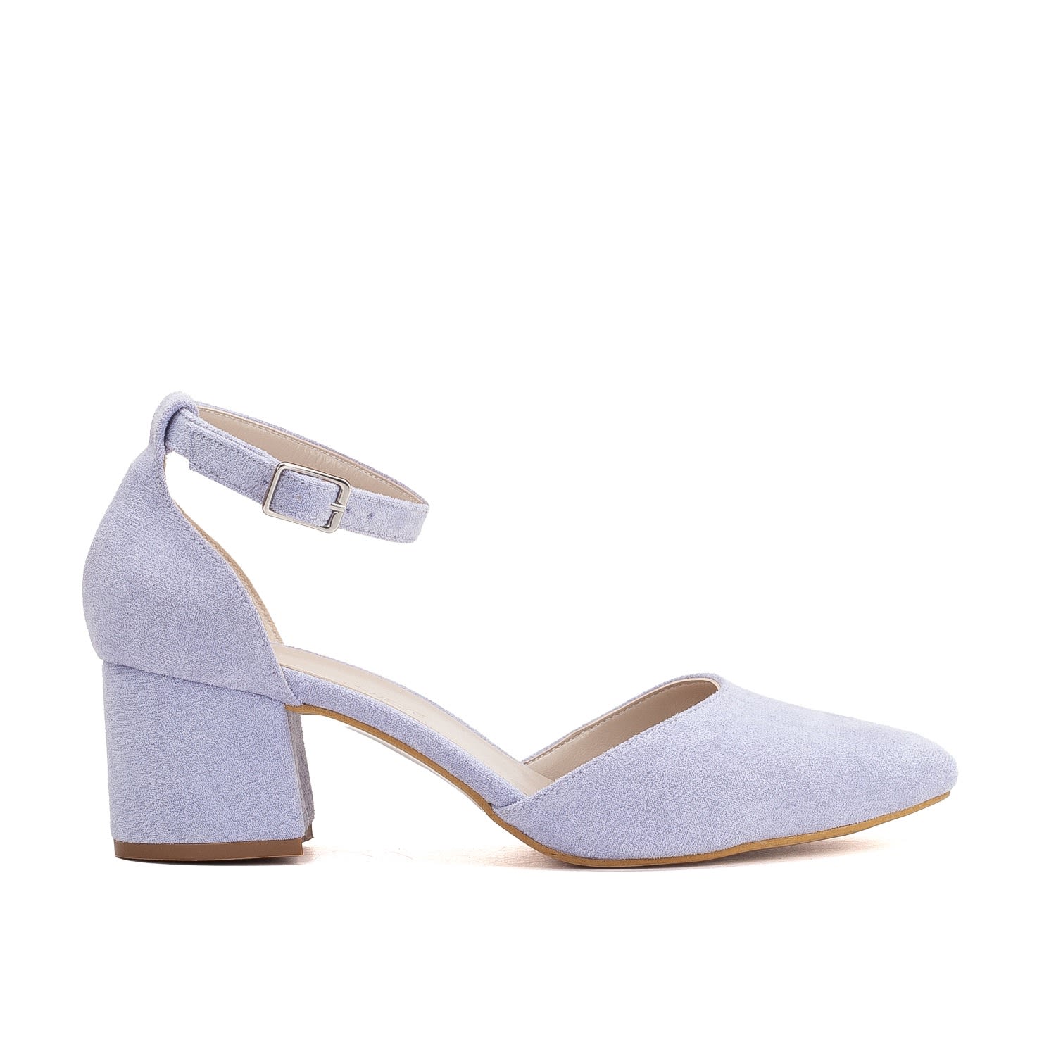 Forever & Always Shoes Marcelle Low Block Heel Pumps In Purple