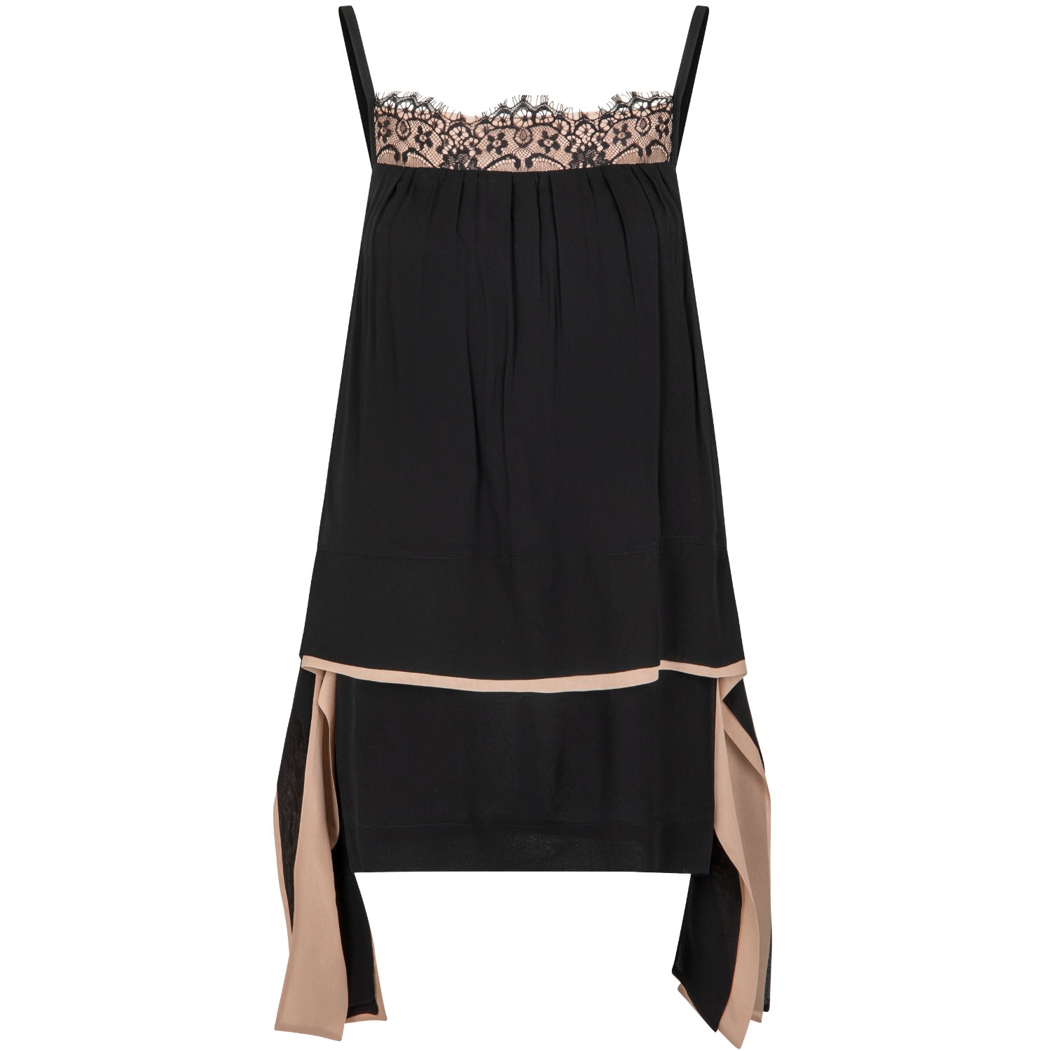 Langner Women's Lace Trimmed Black Chiffon Mini Dress In Black