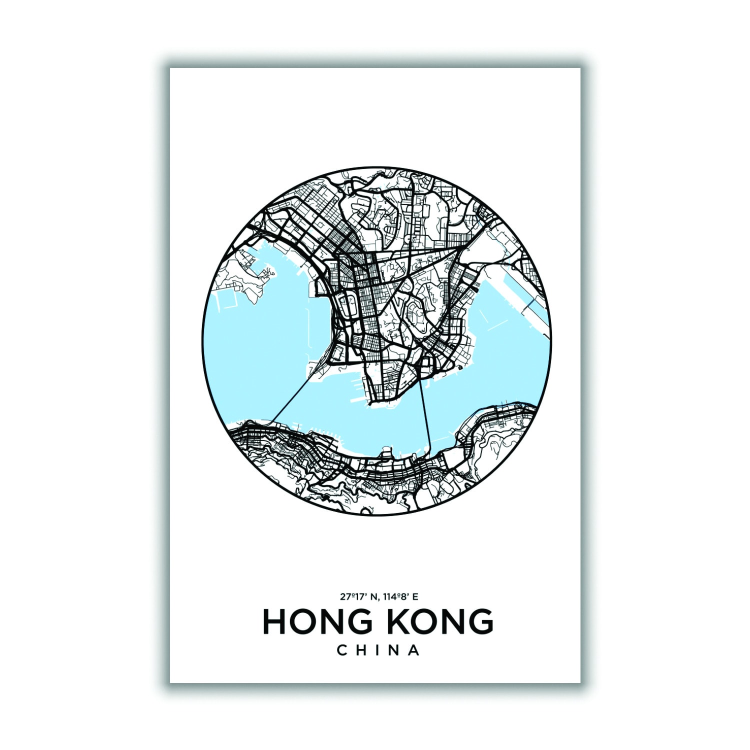 Blue Map Of Hong Kong Medium Stanley Print House