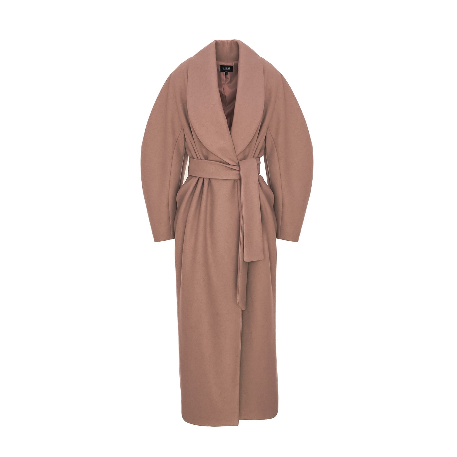 Bluzat Women's Neutrals / Brown Long Beige Coat With Belt And Wide Lapel In Brown