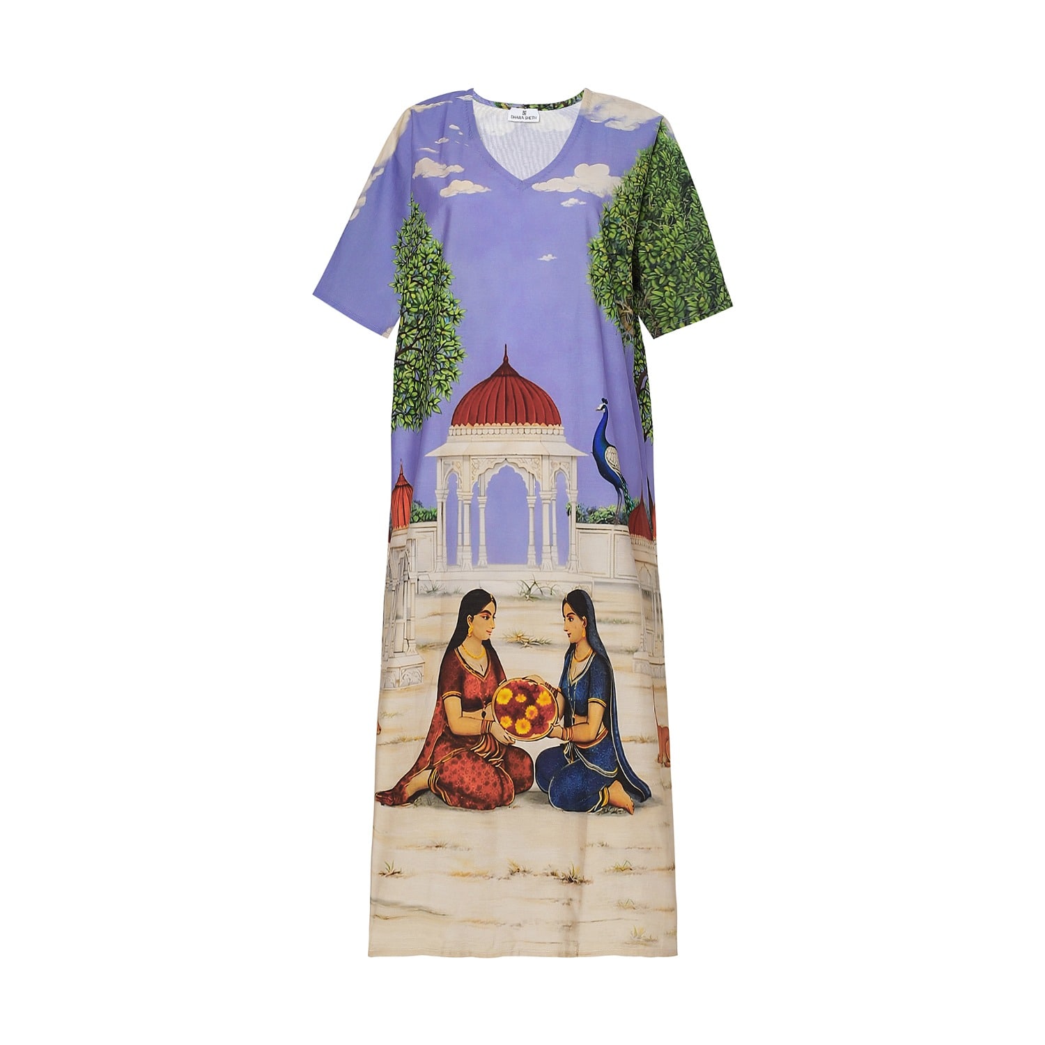 Women's Saanjh Heritage Art Print Kaftan Maxi Dress - Multicolor | Small | Dhara Sheth, Dubai