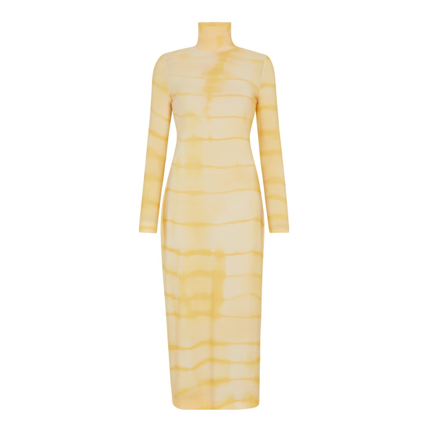 yellow slip dress with turtleneck