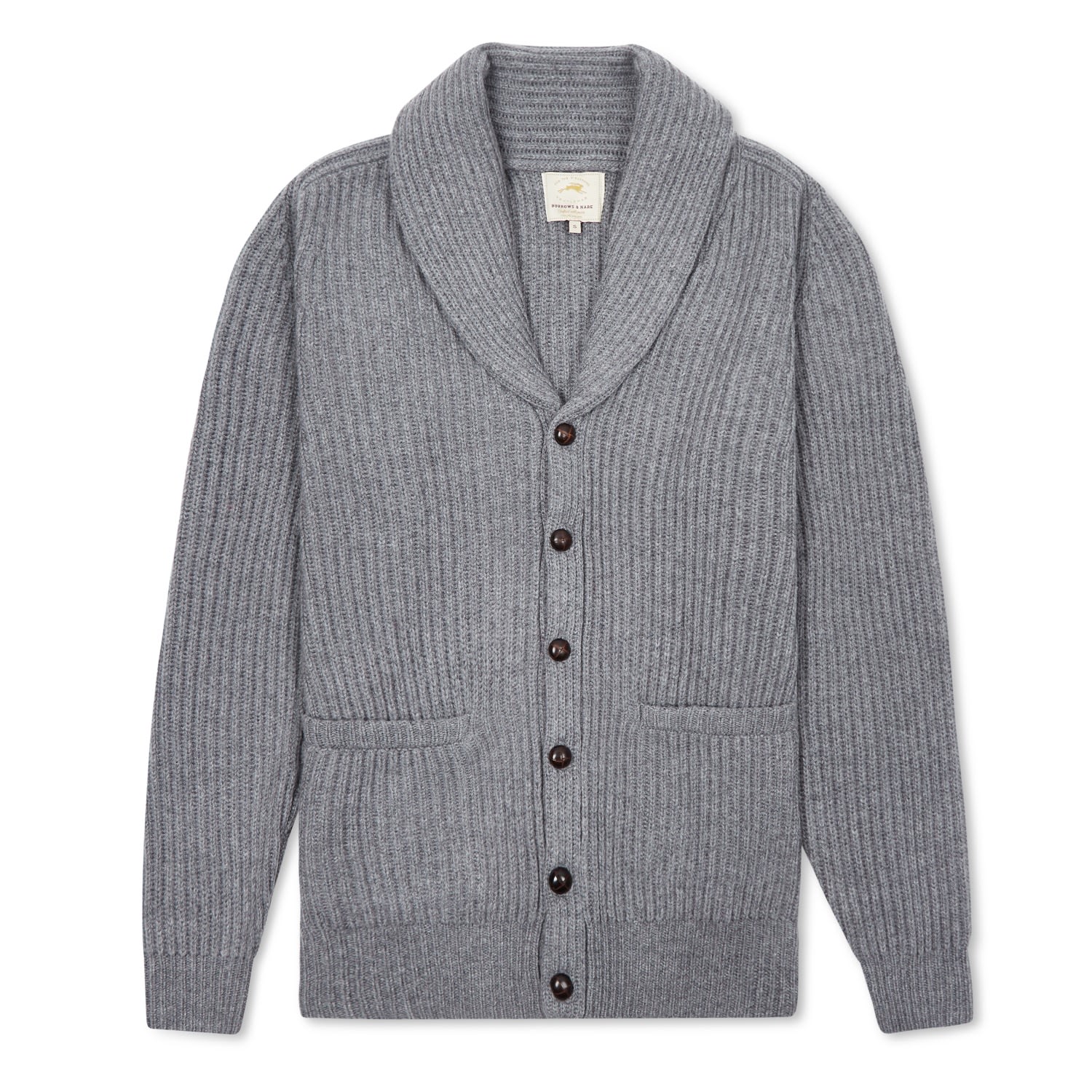 Men’s Shawl Neck Cashmere & Merino Cardigan - Light Grey Small Burrows & Hare