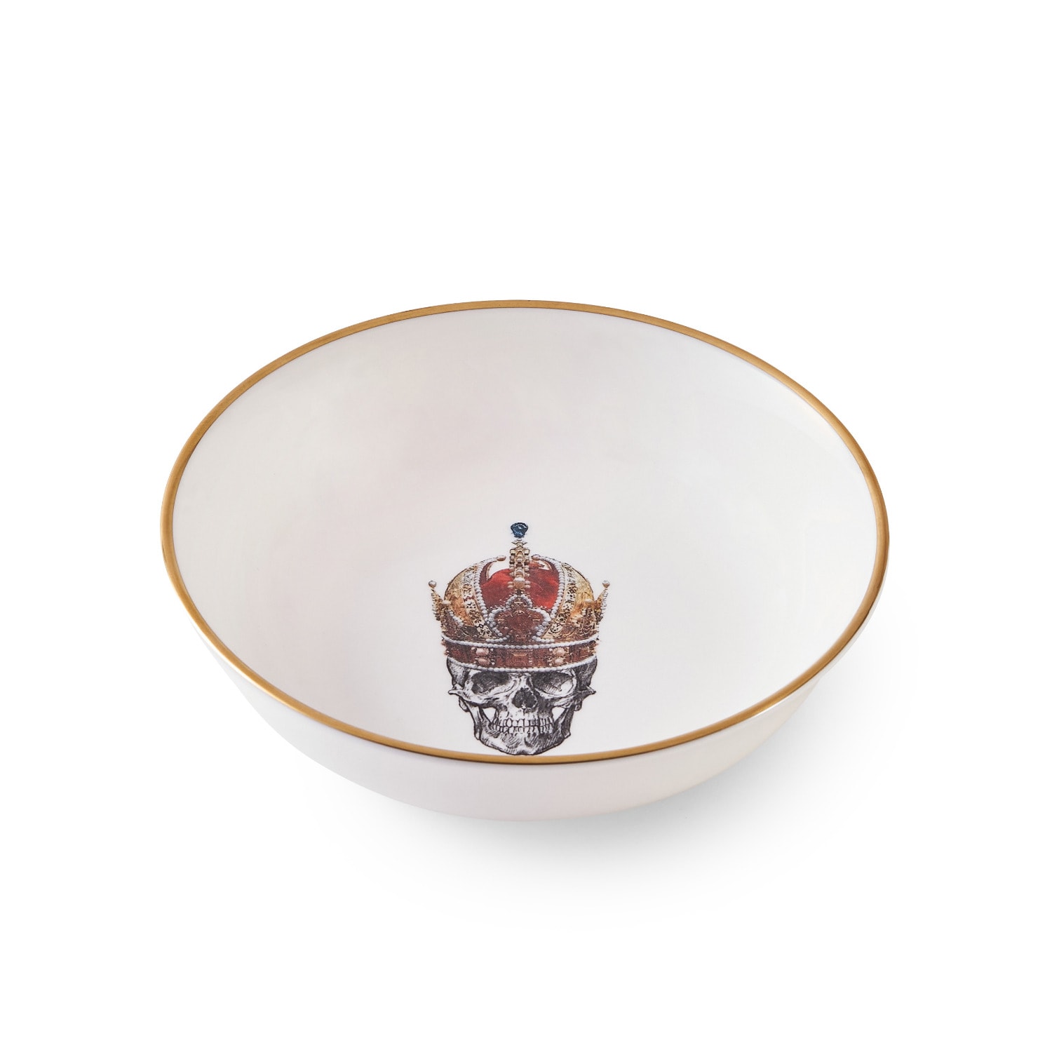 White / Gold / Red Skull In Red Crown Bone China Soup/Cereal Bowl 17Cm Melody Rose London
